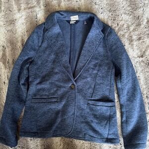 Lands' End Women's Small 6-8 Knit Blue Fleece Jacket Blazer Sweater